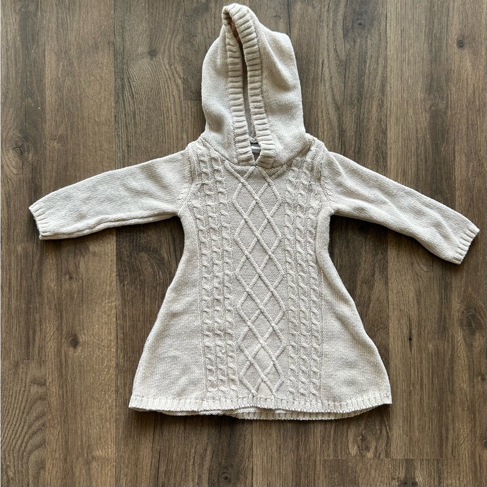 Nannette Sparkle Cream Hooded Cable Knit Dress